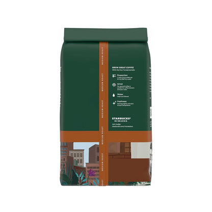 Starbucks Pike Place Roast Medium Roast Ground Coffee 28 oz Bag, 100% Arabica Beans, Smooth Cocoa & Praline Notes