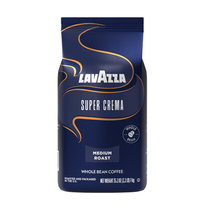 Lavazza Super Crema Whole Bean Coffee, Medium Espresso Roast, 2.2 lb Bag