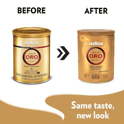 Lavazza Qualità Oro Ground Coffee, Medium Roast, 100% Arabica, 8.8 oz Tin (Pack of 4)