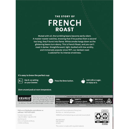 Starbucks French Roast Dark Roast K-Cup Coffee Pods 96 Count, Keurig Compatible, Arabica Coffee, Smoky Caramel Flavor