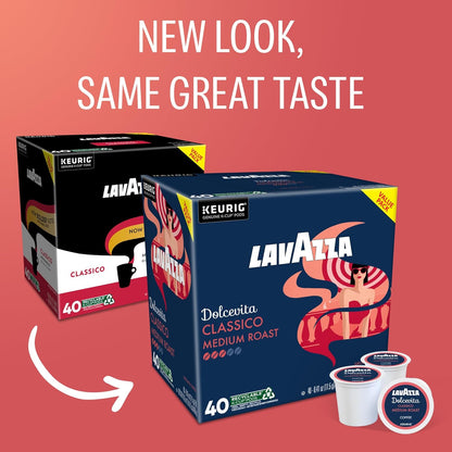 Lavazza Dolcevita Classico Single Serve Coffee Pods, Medium Roast, Keurig Compatible, 40 Count Box