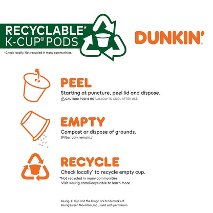 Dunkin' Original Blend Medium Roast Coffee K-Cup Pods, Keurig Compatible, 60 Count (6 Pack)
