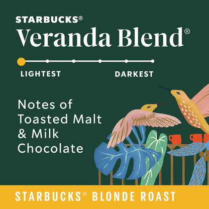 Starbucks Veranda Blend Blonde Roast K-Cup Coffee Pods 60 Count, Keurig Compatible, Arabica Coffee, Smooth Malt Flavor