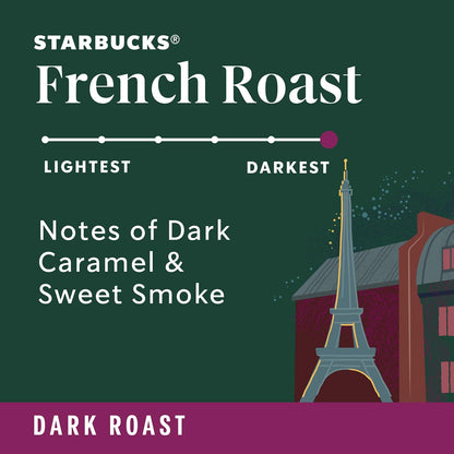 Starbucks French Roast Dark Roast K-Cup Coffee Pods 96 Count, Keurig Compatible, Arabica Coffee, Smoky Caramel Flavor