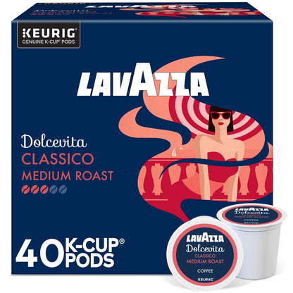Lavazza Dolcevita Classico Single Serve Coffee Pods, Medium Roast, Keurig Compatible, 40 Count Box