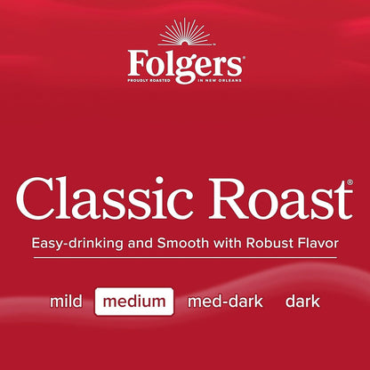 Folgers Classic Roast Instant Coffee 12 oz Jar (6 Pack), Medium Roast Coffee Crystals, Rich Aroma, Smooth Flavor