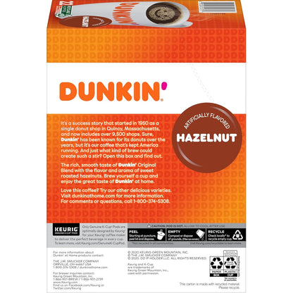 Dunkin' Hazelnut Flavored Medium Roast K-Cup Coffee Pods 88 Count, Keurig Compatible, Arabica Coffee, Smooth Nutty Flavor