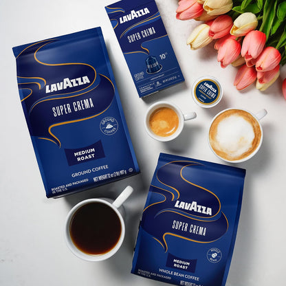 Lavazza Super Crema Whole Bean Coffee, Medium Espresso Roast, 2.2 lb Bag