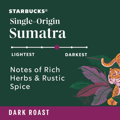 Starbucks Sumatra Dark Roast K-Cup Coffee Pods 96 Count, Keurig Compatible, 100% Arabica Coffee, Rich Herbal Spice Notes