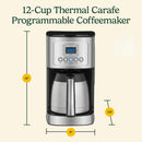 12-Cup Programmable Coffee Maker with Thermal Carafe, 1-4 Cup Setting, Brew Strength Control and Brew Pause, Stainless Steel, Silver